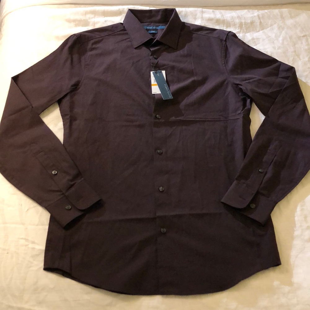 Perry Ellis Men’s Slim Dress Shirt - S Burgundy